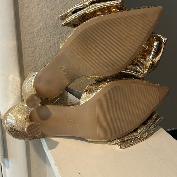 A New Day Womens Grace Gold Bow Heels 90972787 Size 6 - Picture 8 of 9